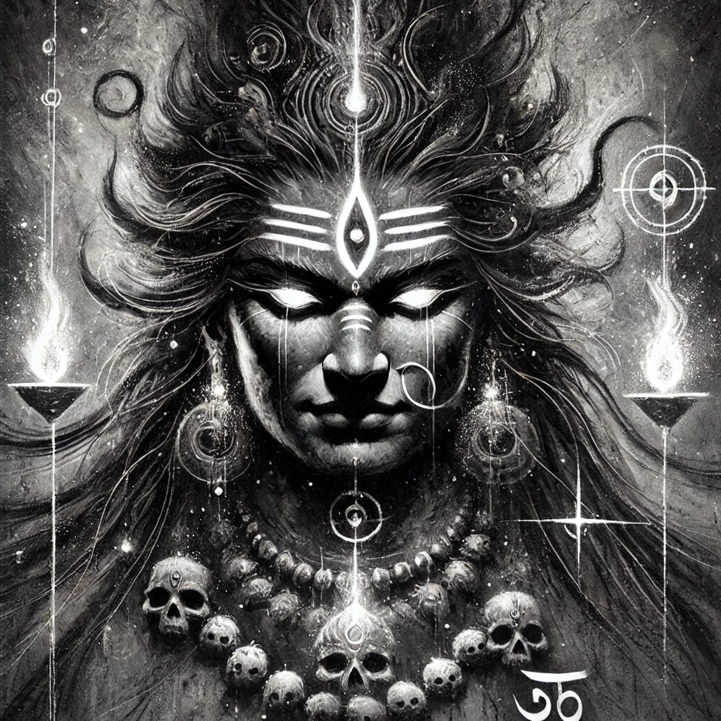 Capturing the Essence of Kaal Bhairav: A Modern Charcoal Painting